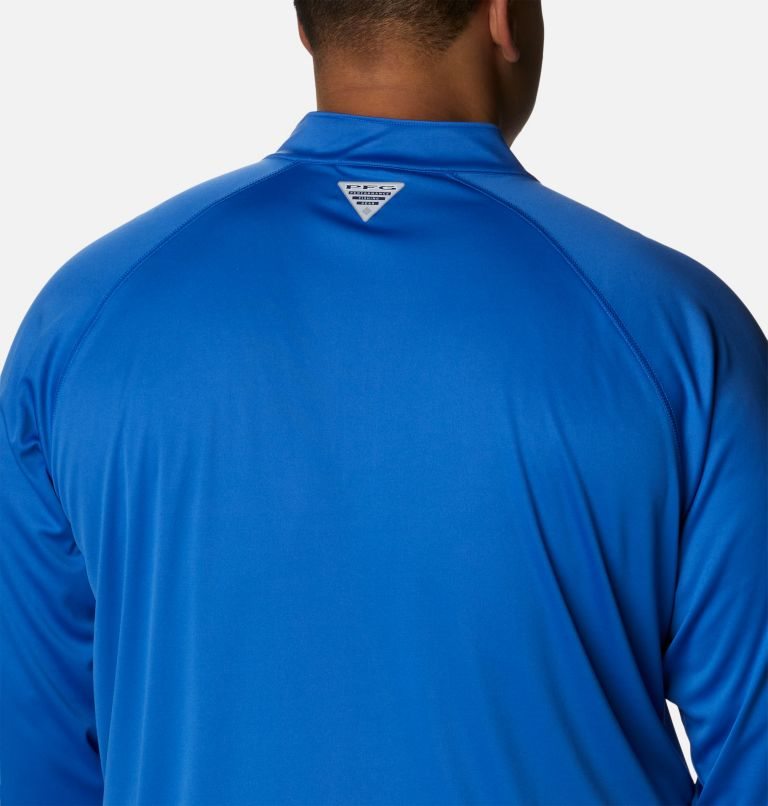 Men's Columbia PFG Terminal Tackle 1/4 Zip Sweatshirts Blue | Plus Size CA-Y318C